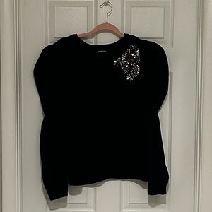 EXPRESS Jewel Embellished Shoulder Sweatshirt